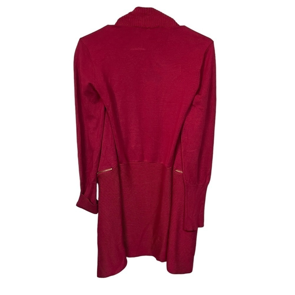 Magaschoni Red Ribbed Cardigan Open Front Medium - Picture 2 of 6